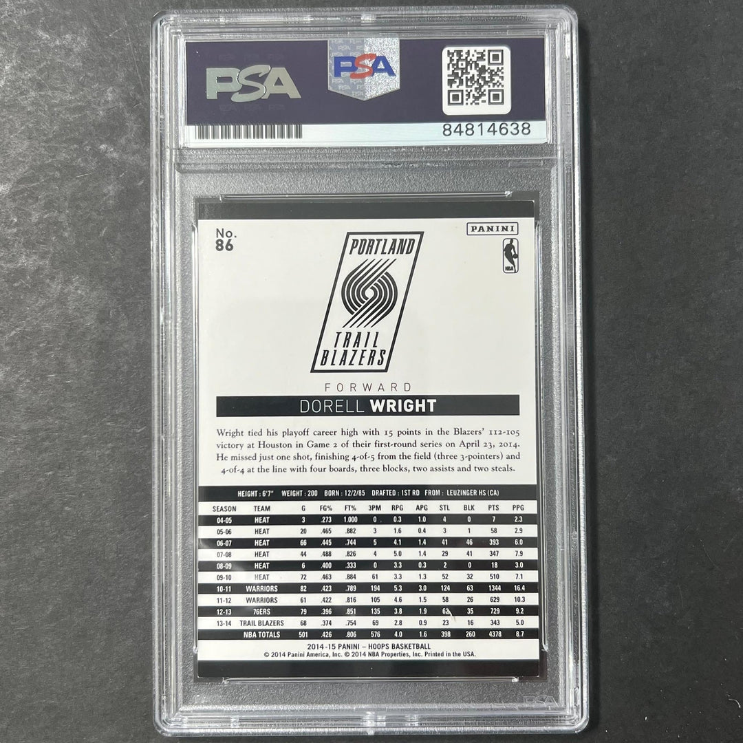 2014-15 Panini NBA Hoops #86 Dorell Wright Signed Card AUTO PSA Slabbed Trail Bl