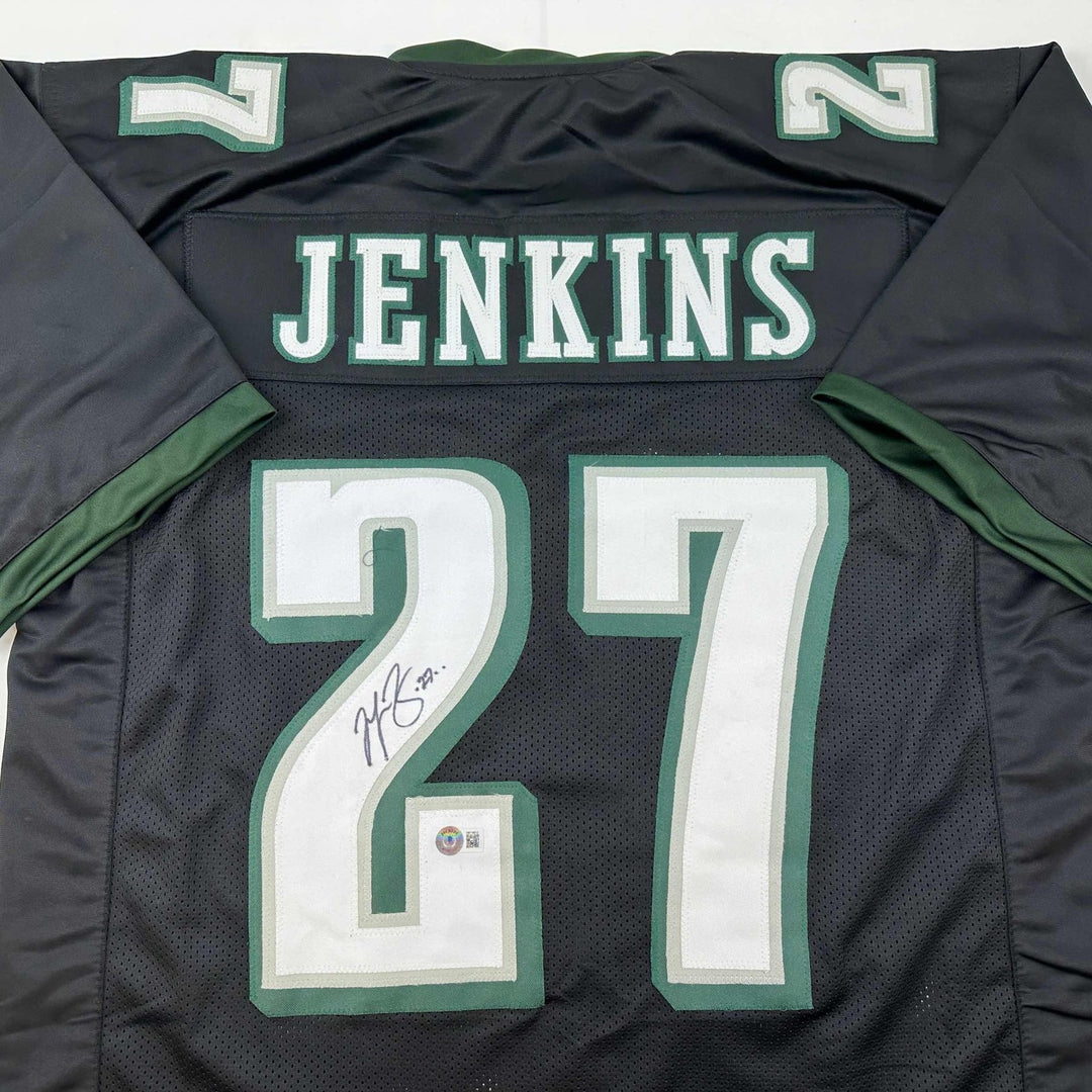 Autographed/Signed Malcolm Jenkins Philadelphia Black Jersey Beckett COA