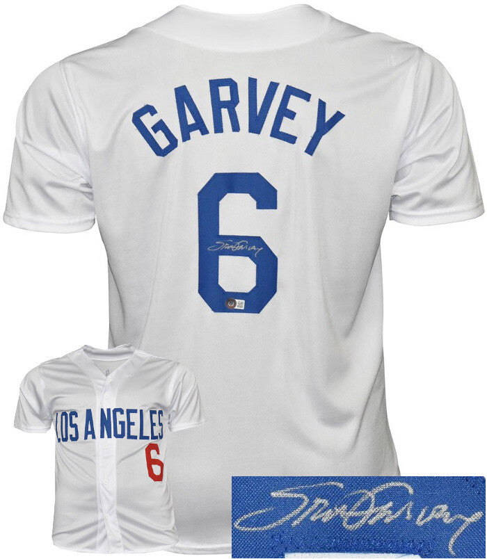 Steve Garvey signed Los Angeles White Custom Stitched Jersey XL- Beckett Witness