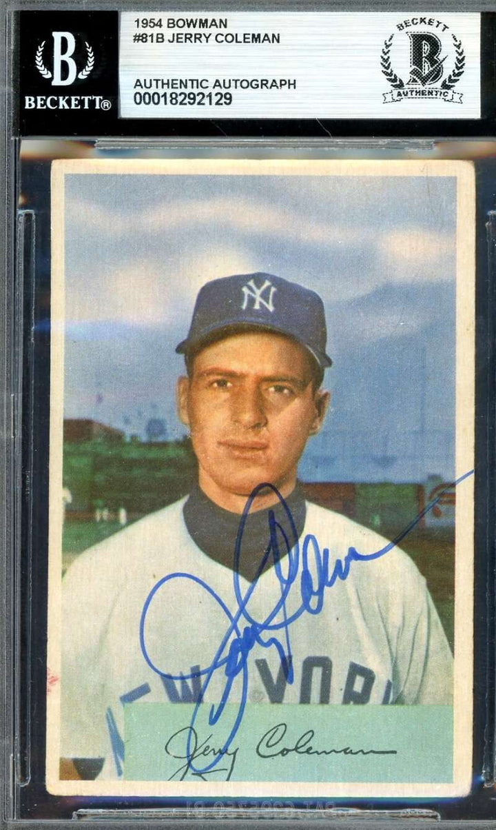 Jerry Coleman Beckett BAS Signed 1954 Bowman Autograph