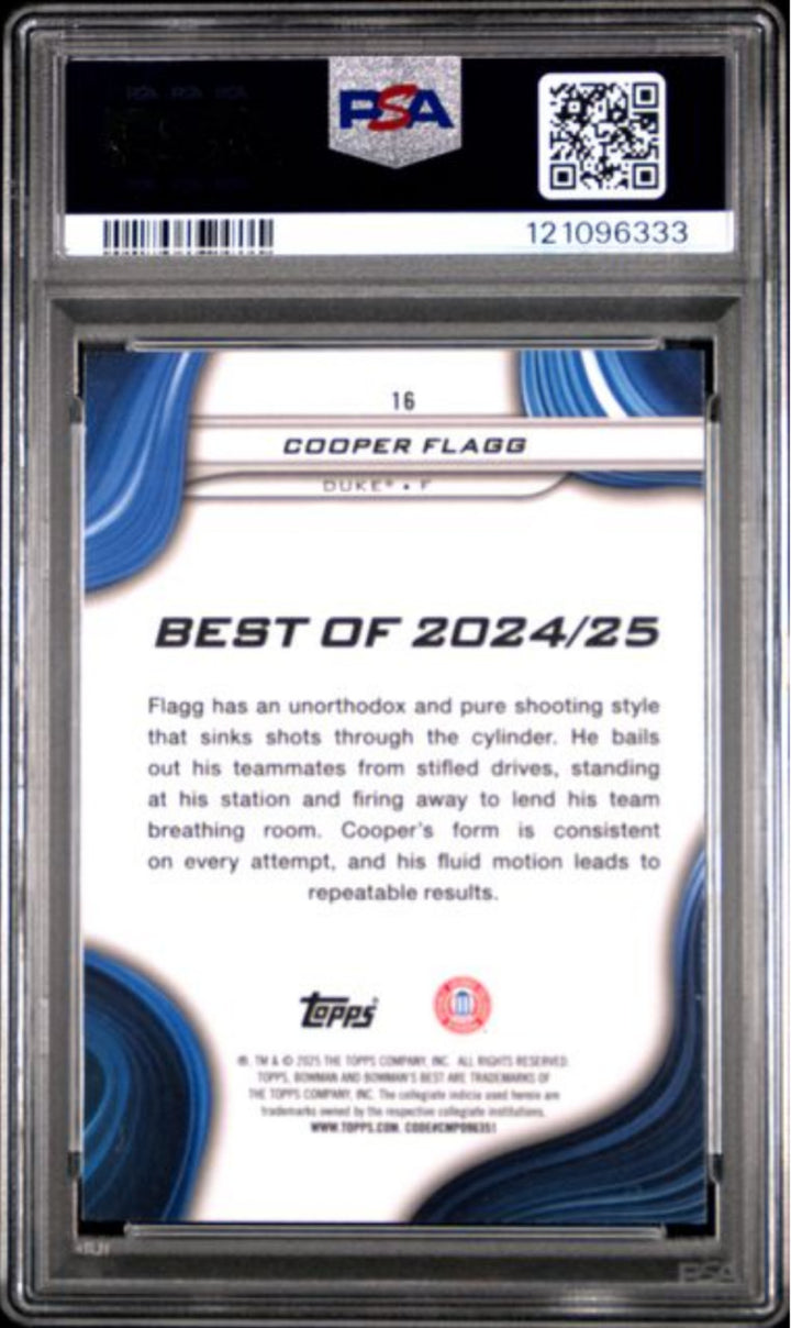 Graded 2024 Topps Bowman U Best Cooper Flagg #16 Rookie RC Card PSA 10 Gem Mint