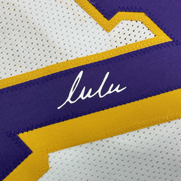 Facsimile Autographed Luka Doncic Los Angeles White Reprint Jersey Size Men's XL