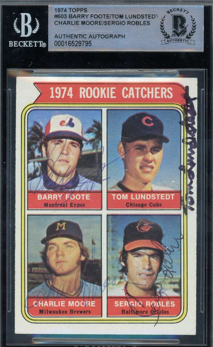 Foote Lundstedt Moore Robles Beckett BAS Signed 1974 Topps Rookie Autograph