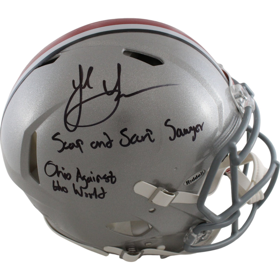 Jack Sawyer Signed Ohio State Buckeyes Authentic Helmet 2 Insc Beckett 49632