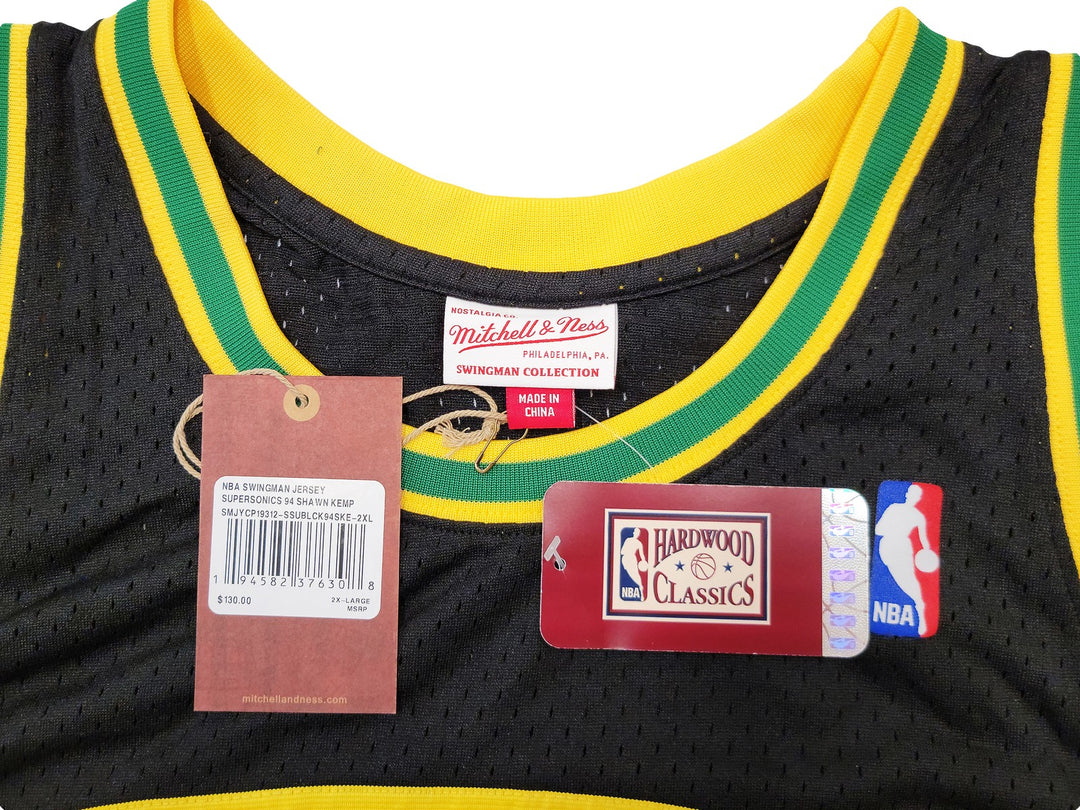 Sonics Shawn Kemp Auto Black Auth Mitchell Ness HWC Swingman Jersey 2X Reign Man