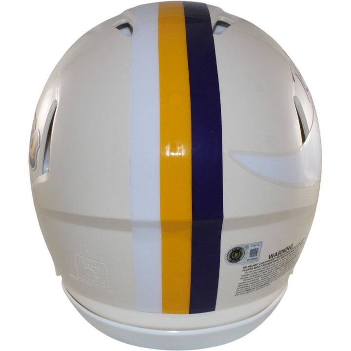 Randy Moss Justin Jefferson Signed Minnesota Vikings Pro Retro Helmet BAS 57974