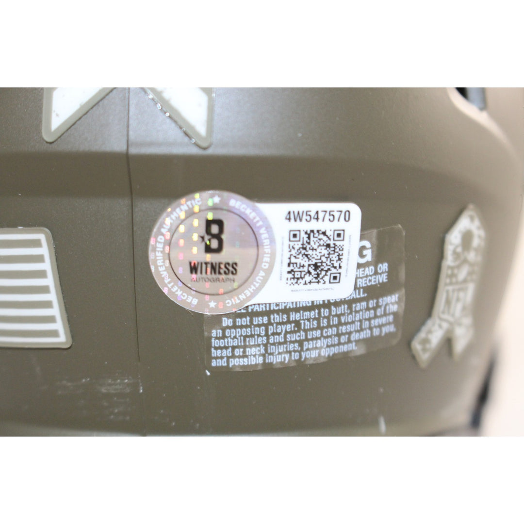 Dak Prescott Autographed/Signed Dallas Cowboys 22 STS Mini Helmet Beckett 56331