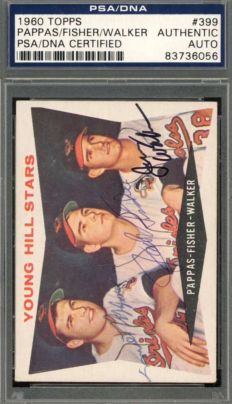 Pappas Fisher Walker PSA DNA Signed 1960 Topps Young Hill Stars Autograph