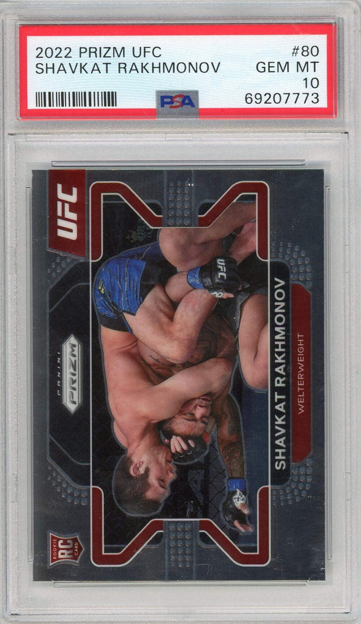 Graded 2022 Prizm UFC Shavkat Rakhmonov #80 Rookie RC UFC MMA Card PSA 10 Gem