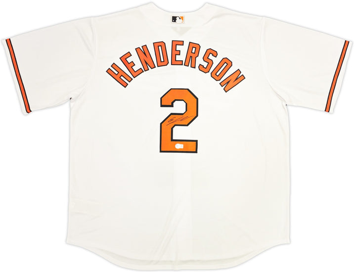 Baltimore Orioles Gunnar Henderson Signed White Nike Jersey Size XXL Beckett Wit