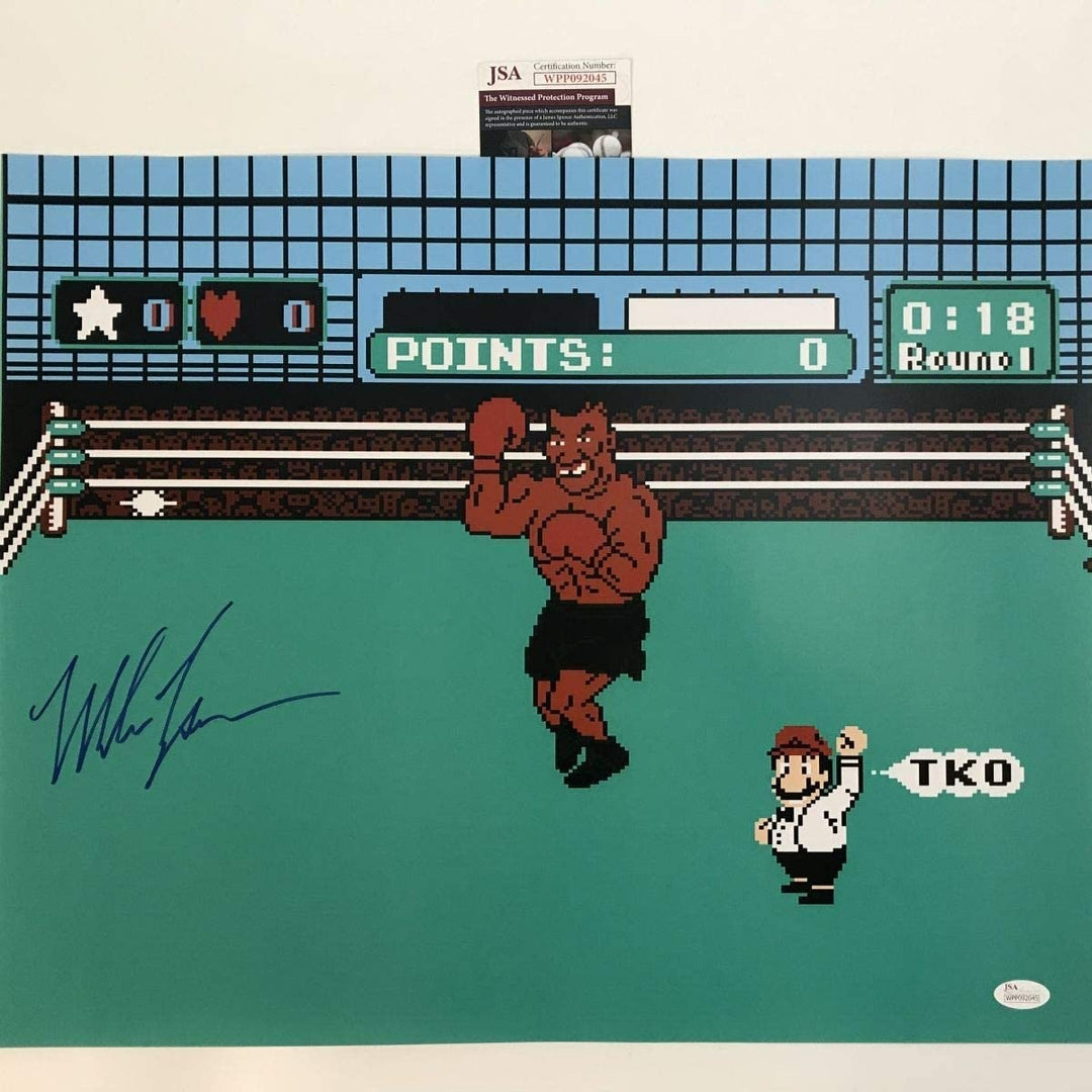 Autographed/Signed Mike Tyson Punchout Nintendo Game 16x20 Photo JSA COA