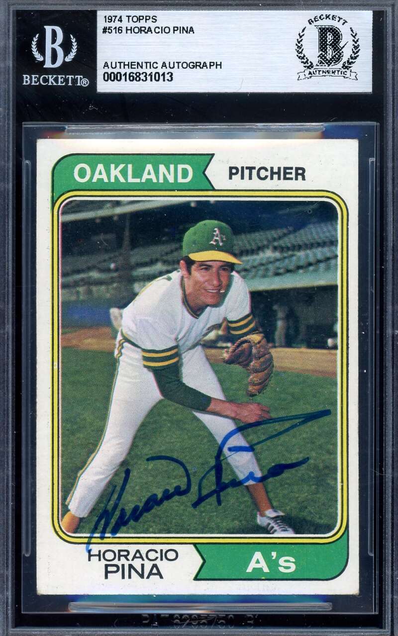 Horacio Pina Beckett BAS Signed 1974 Topps Autograph