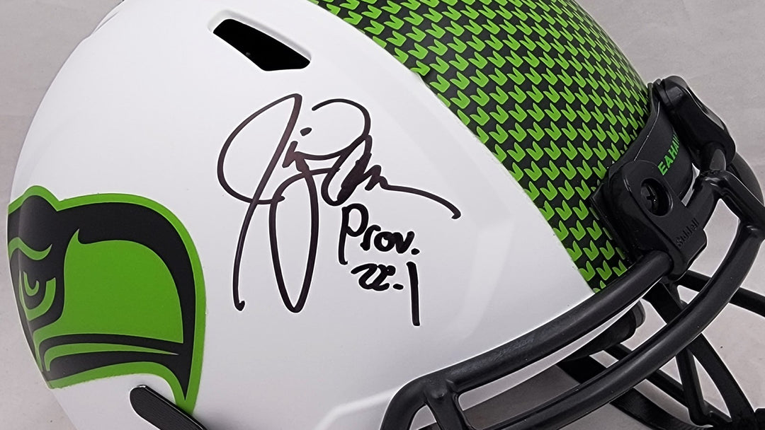 Jim Zorn Auto Seahawks Lunar Eclipse White Full Size Rep Speed Helmet MCS Holo
