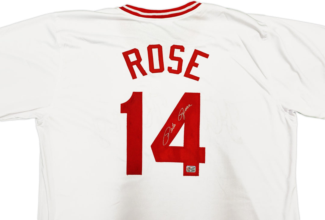 Cincinnati Reds Pete Rose Signed White & Red Baseball Jersey PR Holo