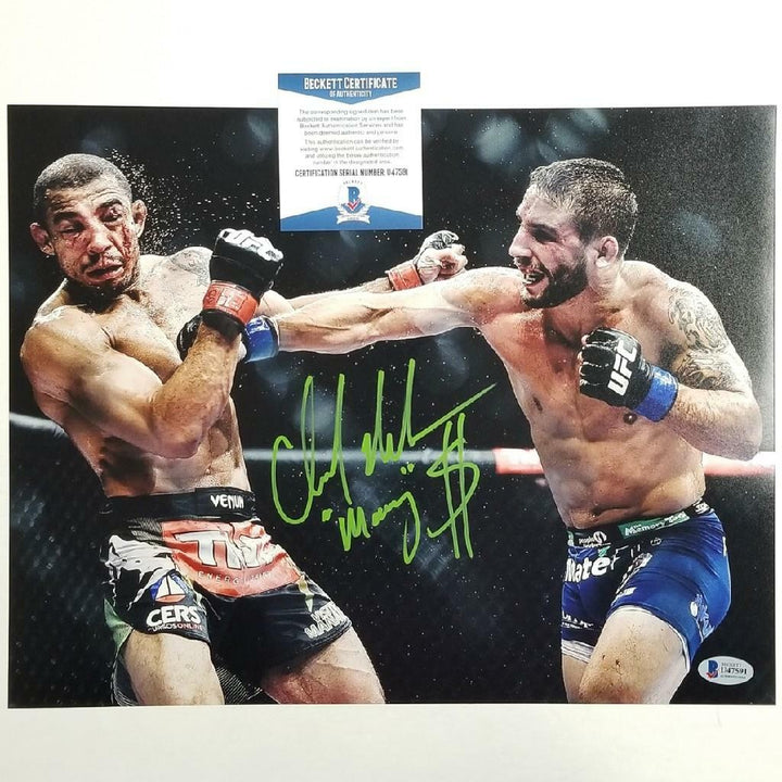 Chad Mendes signed "Money" 11x14 Photo UFC MMA Autograph (B) ~ Beckett BAS COA