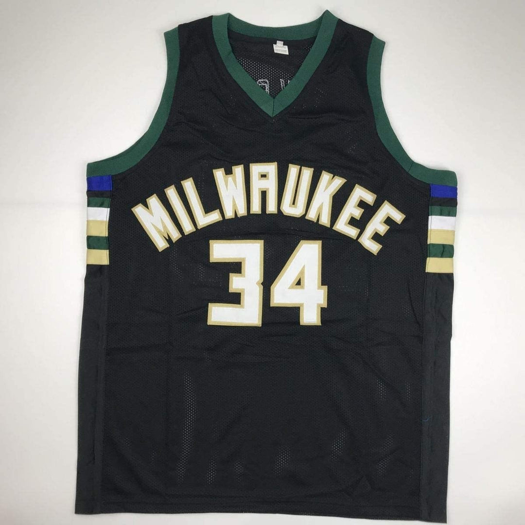 Signed GIANNIS ANTETOKOUNMPO Milwaukee Black Jersey JSA COA Auto