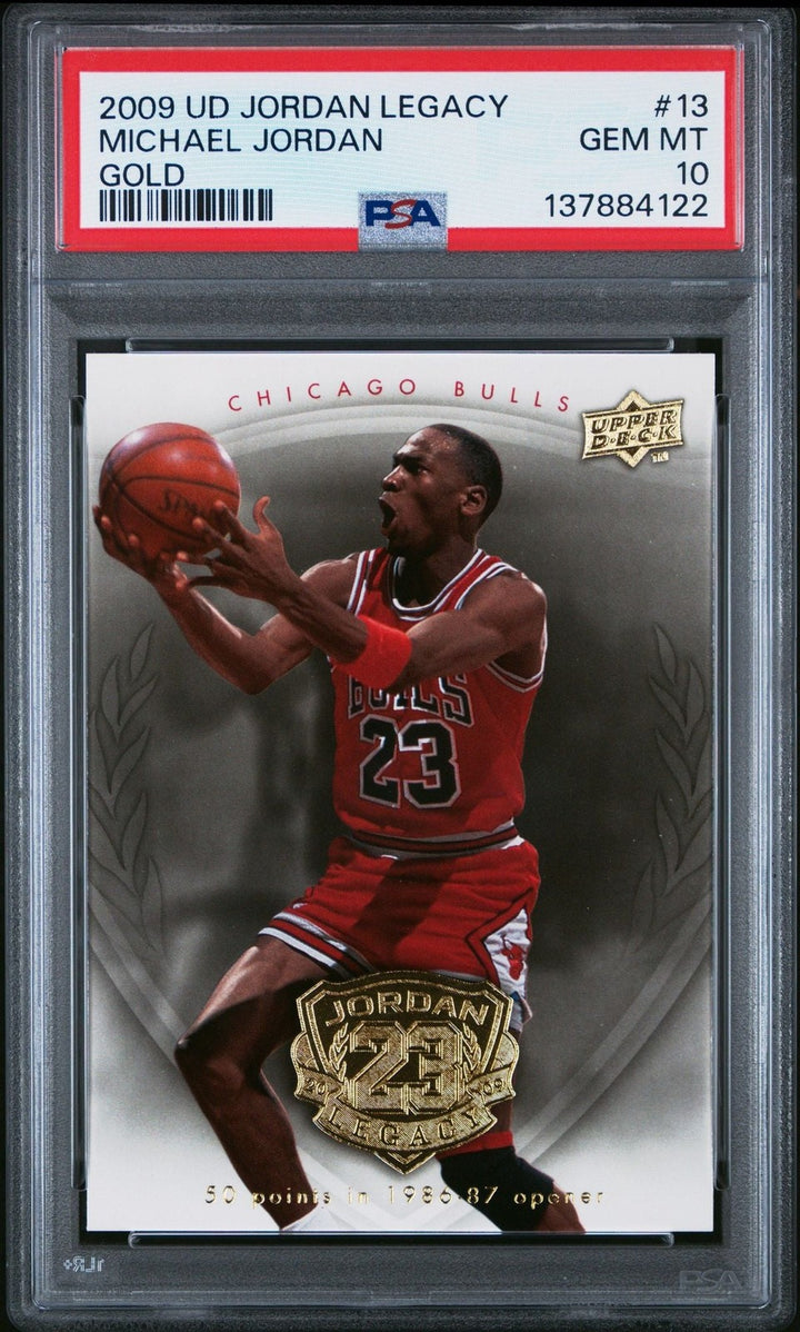 Graded 2009 UD Upper Deck Michael Jordan 13 Legacy Gold 50 PT Opener Card PSA 10