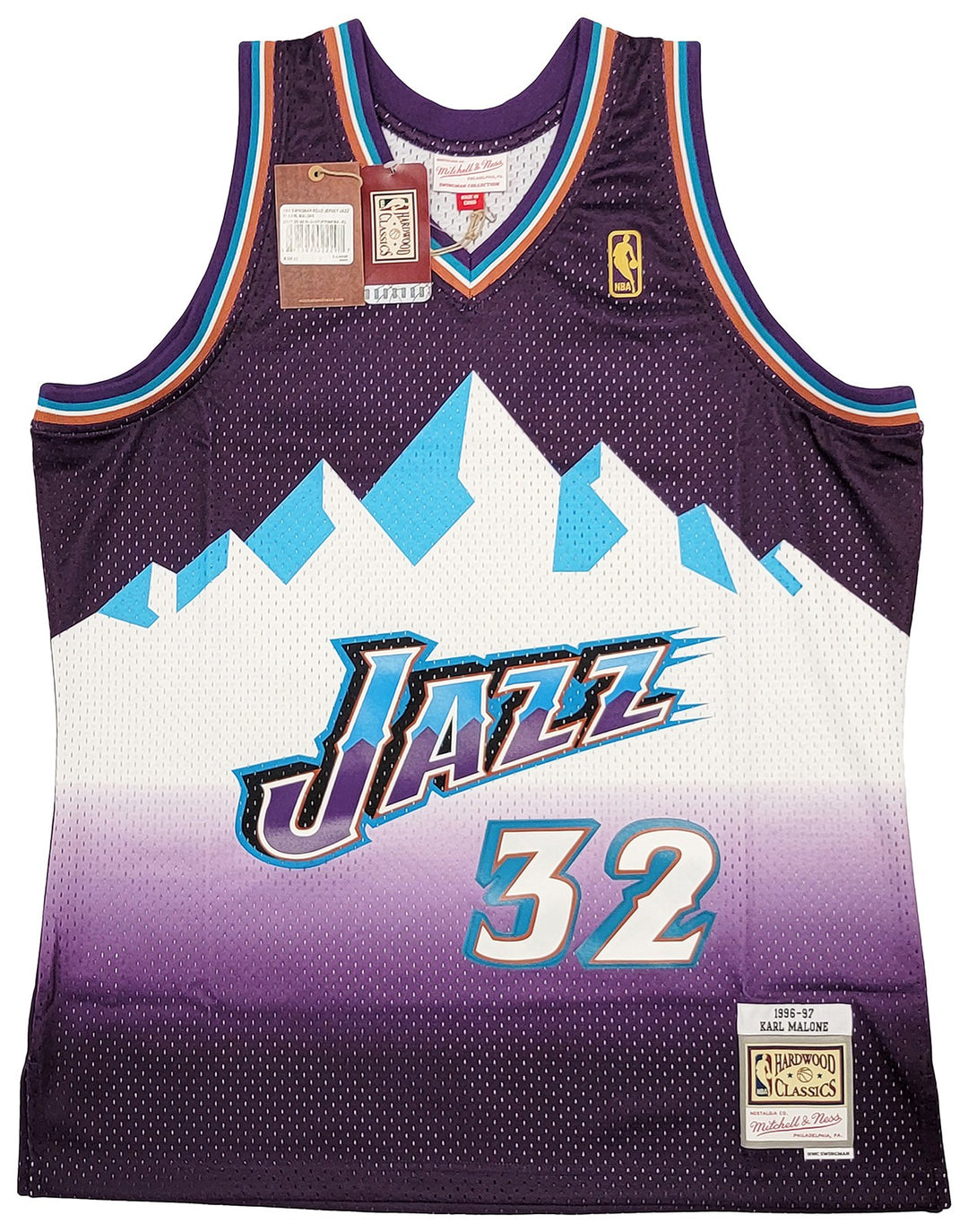 Jazz Karl Malone Auto Purple Teal Authentic Mitchell Ness Jersey Size XL Beckett
