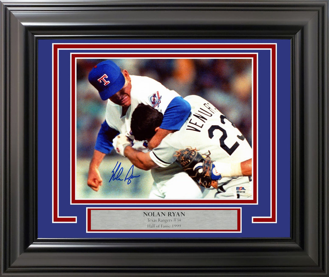 Nolan Ryan Signed Framed 8x10 Photo Rangers Fight vs. Robin Ventura PSA/DNA