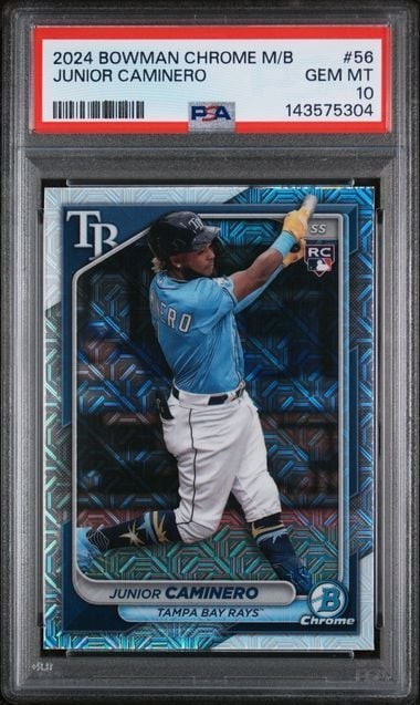 Graded 2024 Topps Bowman Chrome Mega Box Junior Caminero #56 RC PSA 10