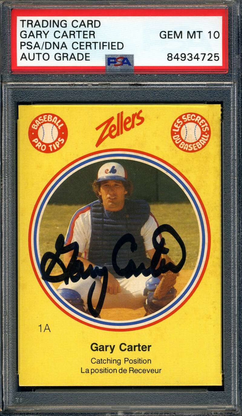 Gary Carter Gem Mint 10 PSA DNA Signed 1982 Zellers Pro Tips Autographed