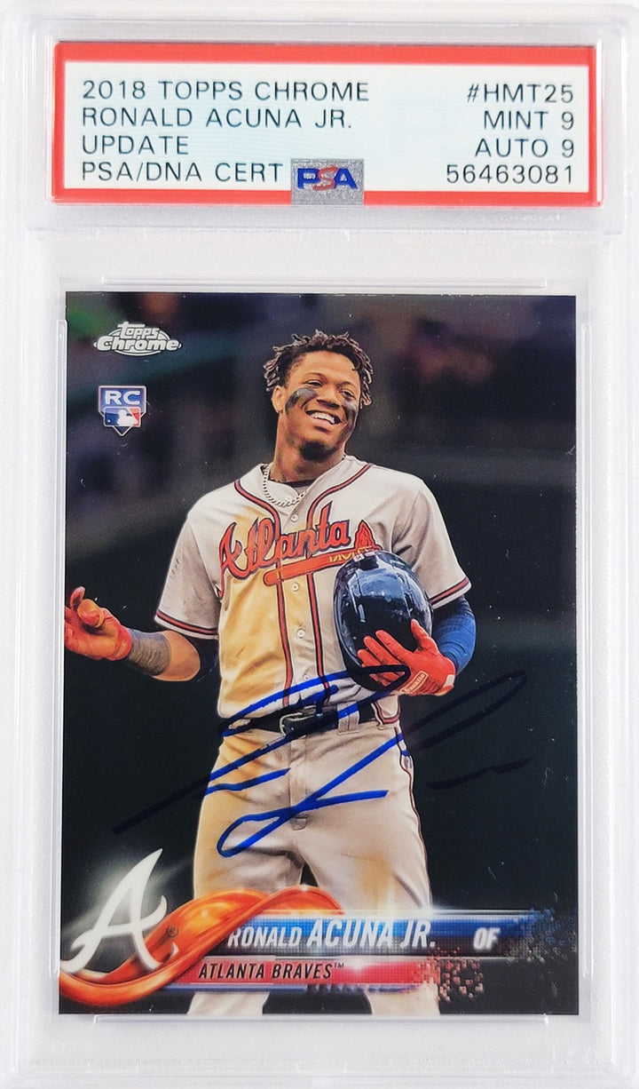 Ronald Acuna Jr Signed 2018 Topps Chrome Update RC HMT25 PSA 9 Sig 9 PSA/DNA