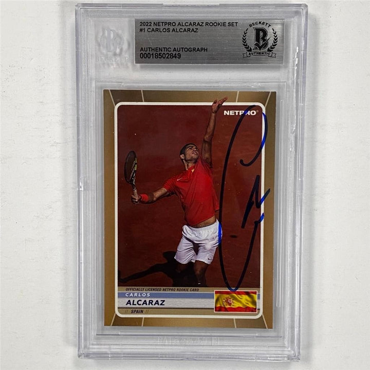 2022 Netpro Carlos Alcaraz Rookie Red Shirt #1 signed rc card auto Beckett BAS