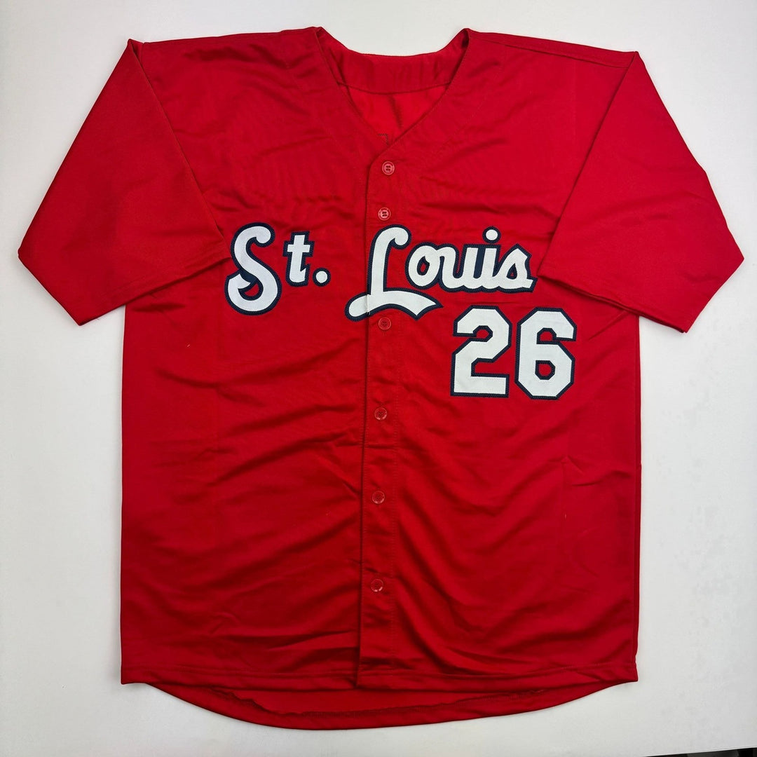Autographed/Signed J.J. JJ Wetherholt St Louis Red Baseball Jersey LCG Prova COA