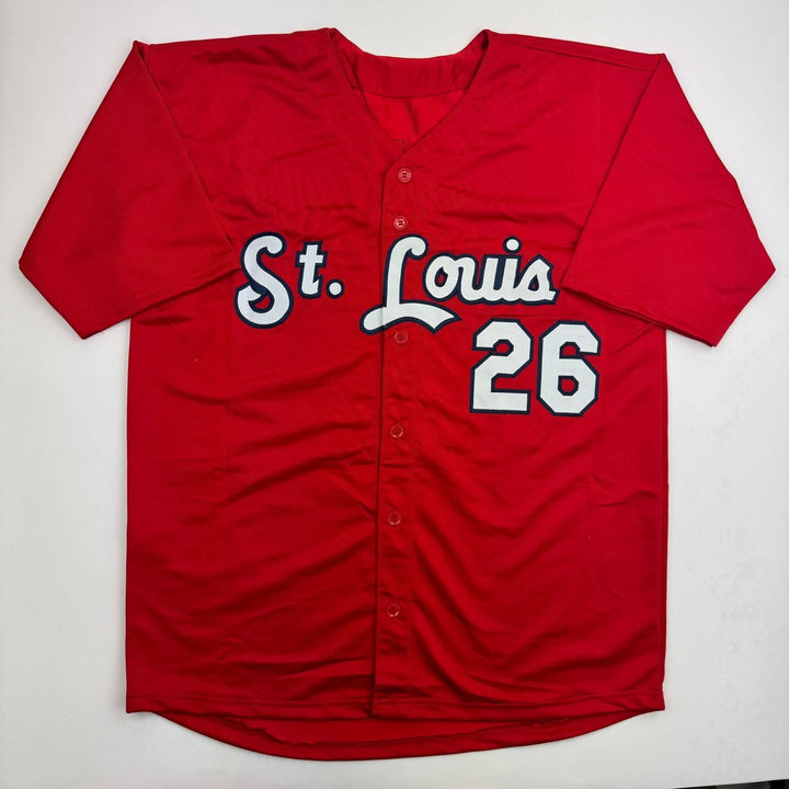 Autographed/Signed J.J. JJ Wetherholt St Louis Red Baseball Jersey LCG Prova COA