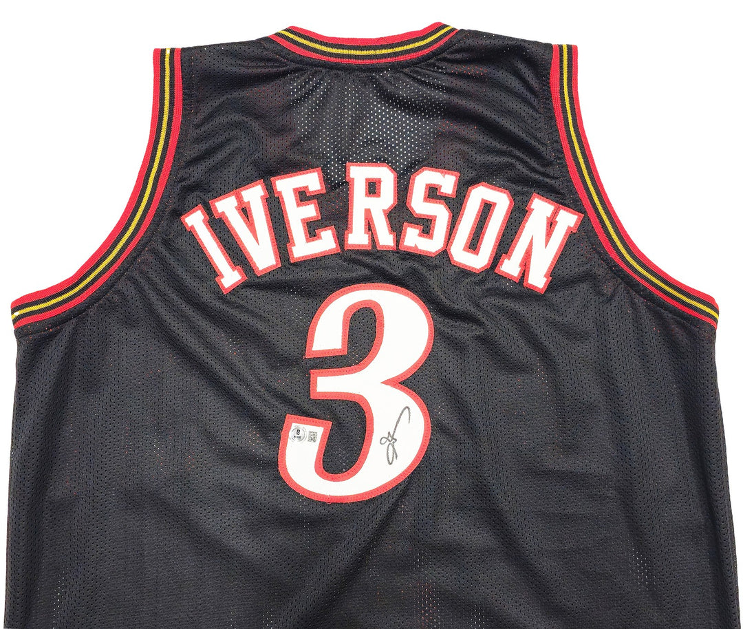 Philadelphia 76ers Allen Iverson Autographed Signed Black Jersey Beckett Wit