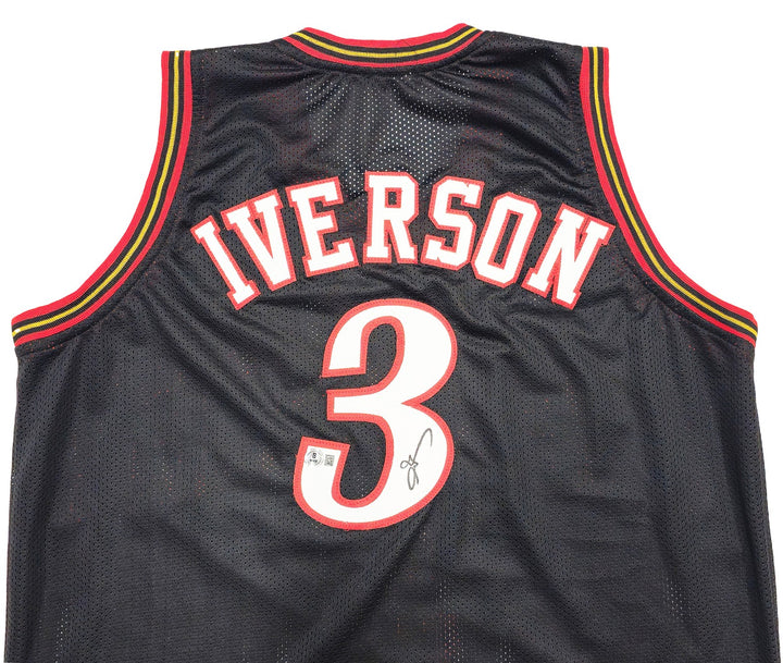 Philadelphia 76ers Allen Iverson Autographed Signed Black Jersey Beckett Wit