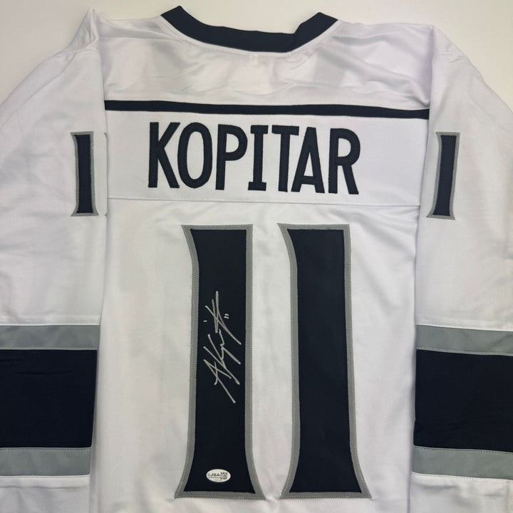 Autographed/Signed Anze Kopitar Los Angeles White Hockey Jersey JSA COA