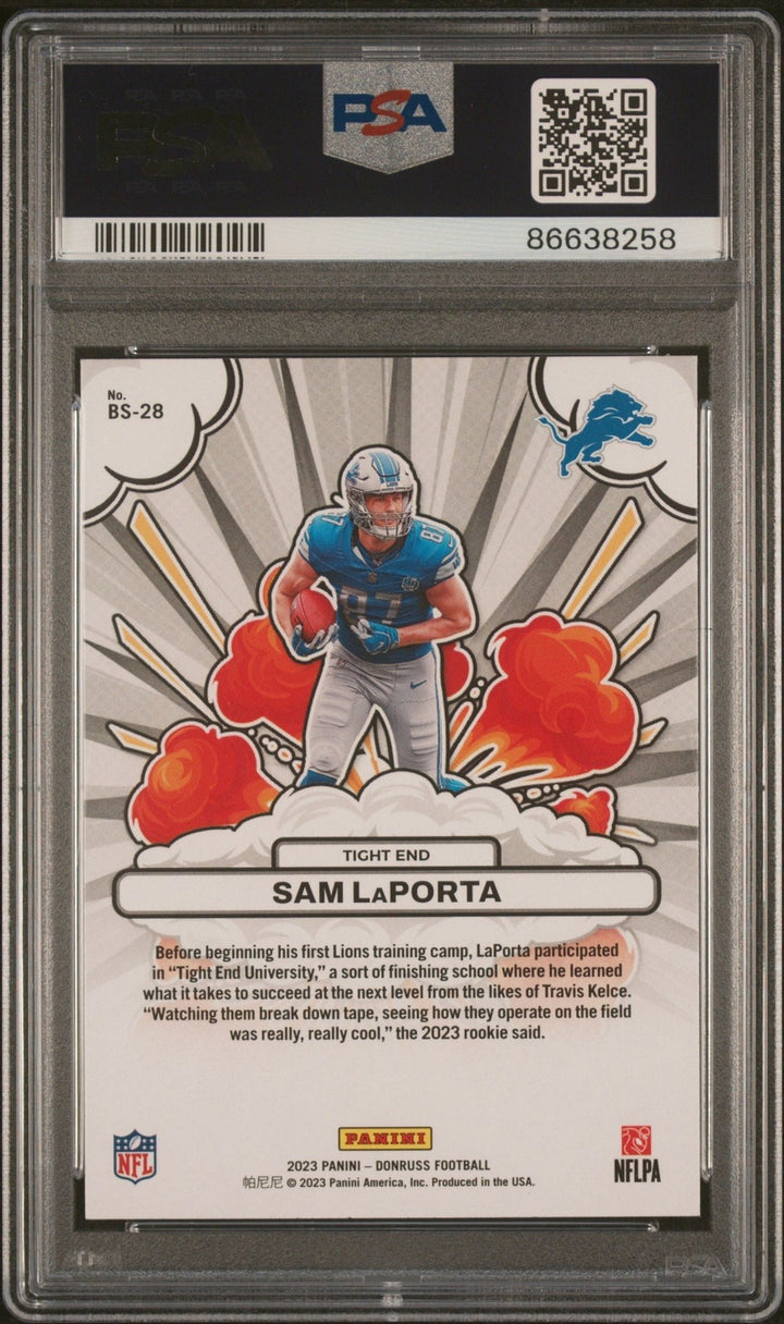 Graded 2023 Donruss Sam LaPorta #BS28 Bomb Squad Rookie RC Card PSA 10