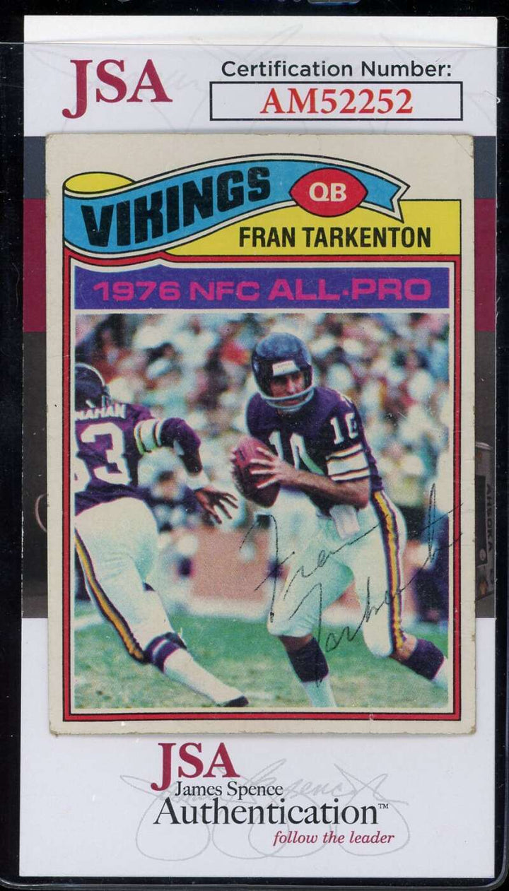 Frank Tarkenton JSA Coa Signed 1977 Topps Autograph
