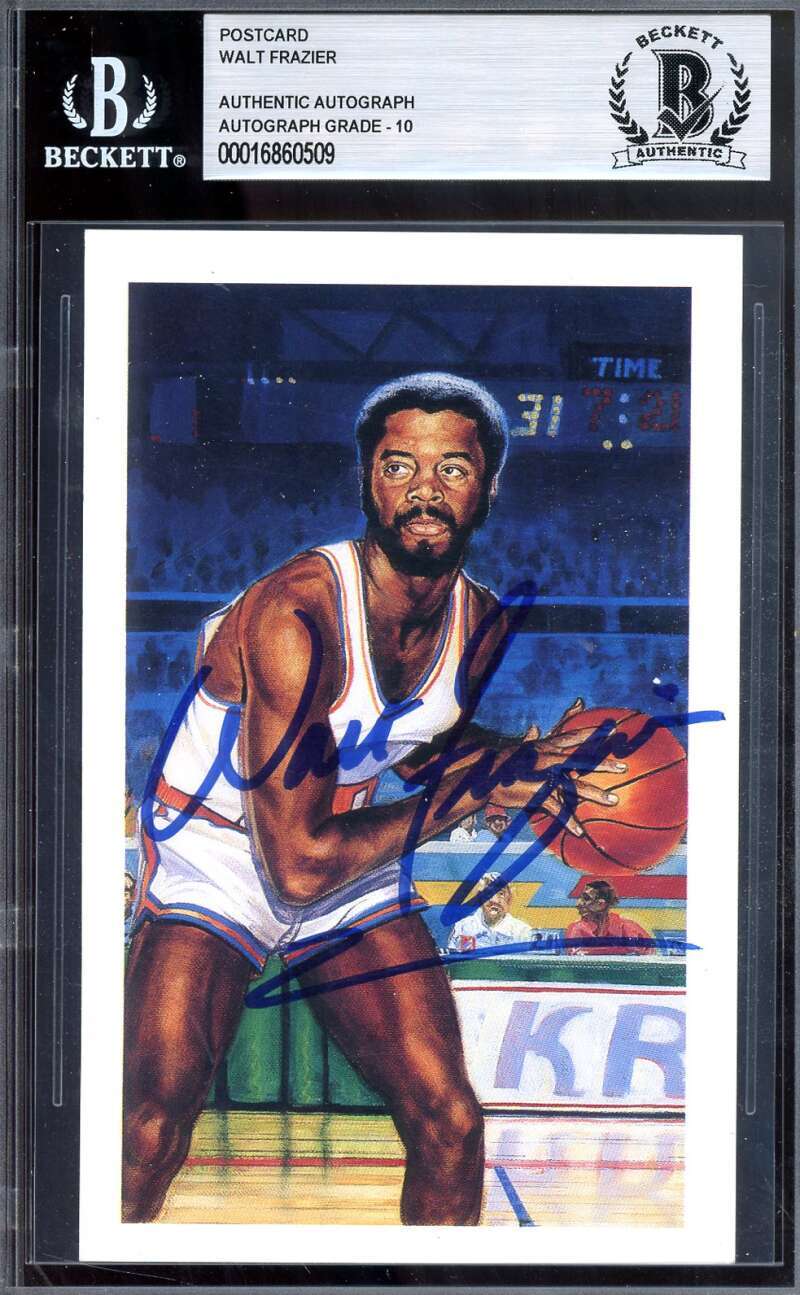 Walt Frazier Gem Mint 10 Beckett BAS Signed 1992 Center Court HOF Postcard Auto