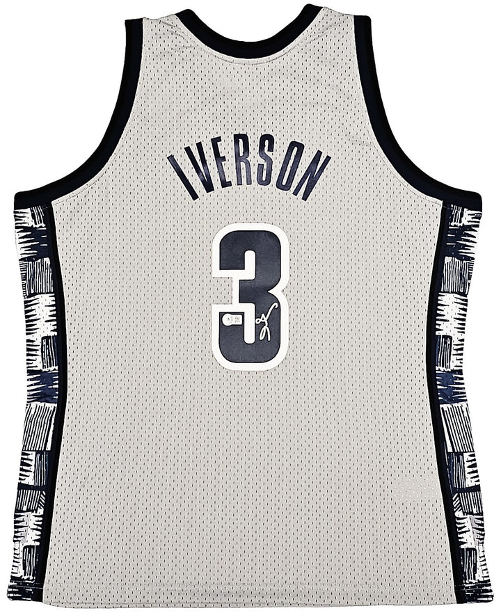 Georgetown Hoyas Allen Iverson Auto Grey Mitchell Ness 95 College Jersey XL BAS