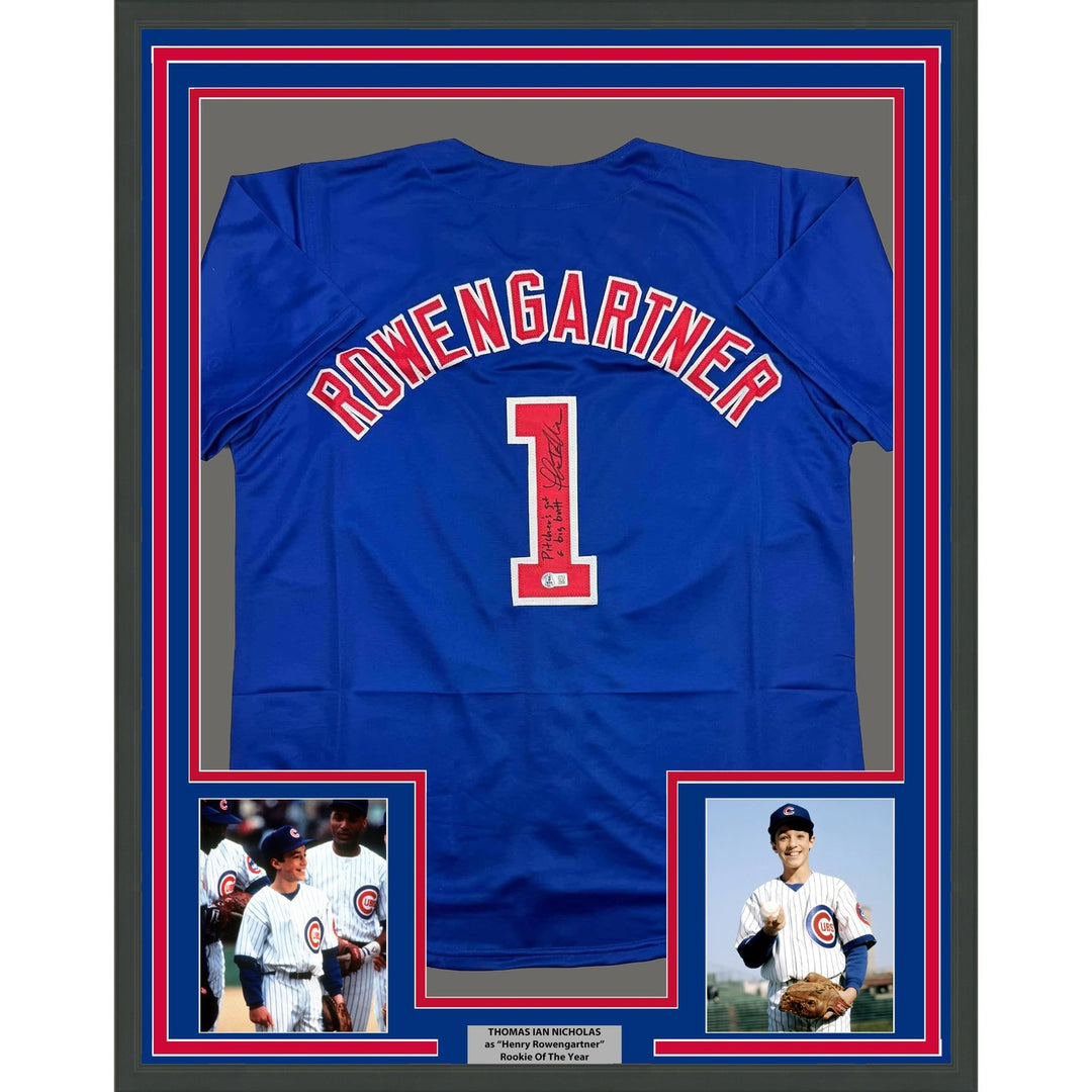 Framed Autographed/Signed Thomas Ian Nicholas 35x39 Chicago Blue Jersey COA