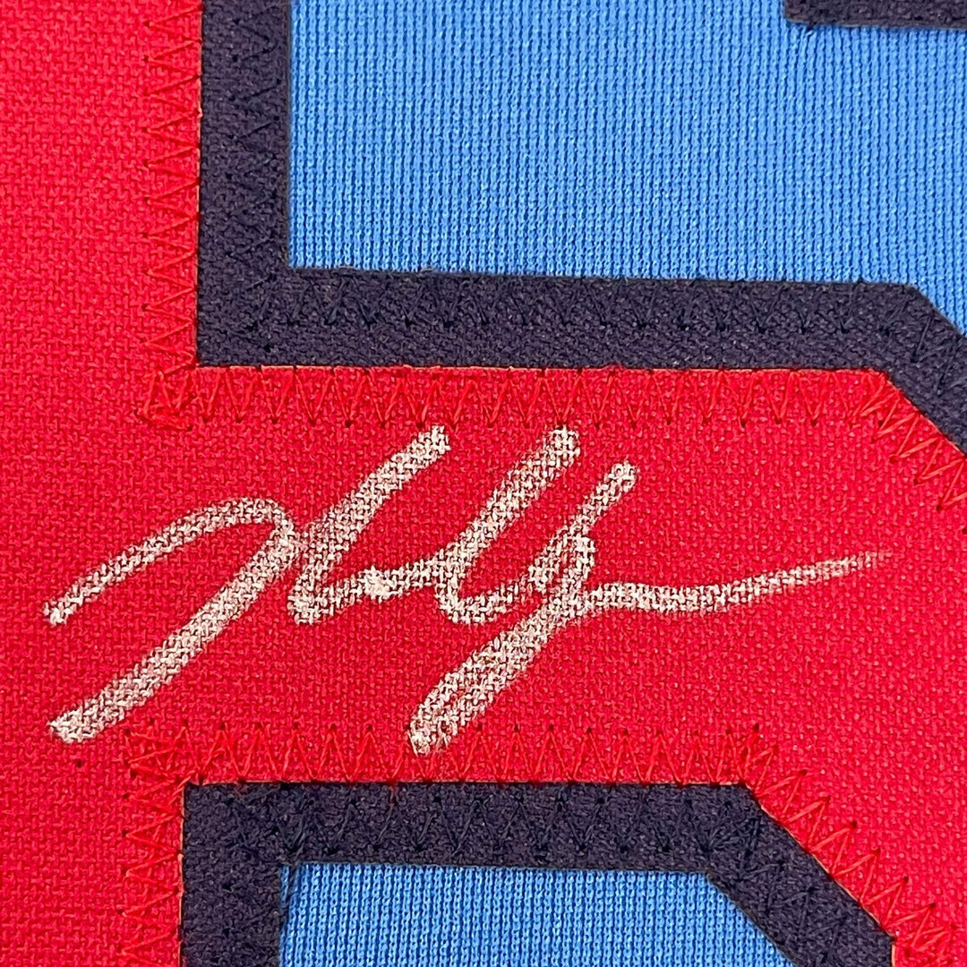 Framed Autographed/Signed Nolan Gorman 33x42 St. Louis Blue Jersey JSA COA