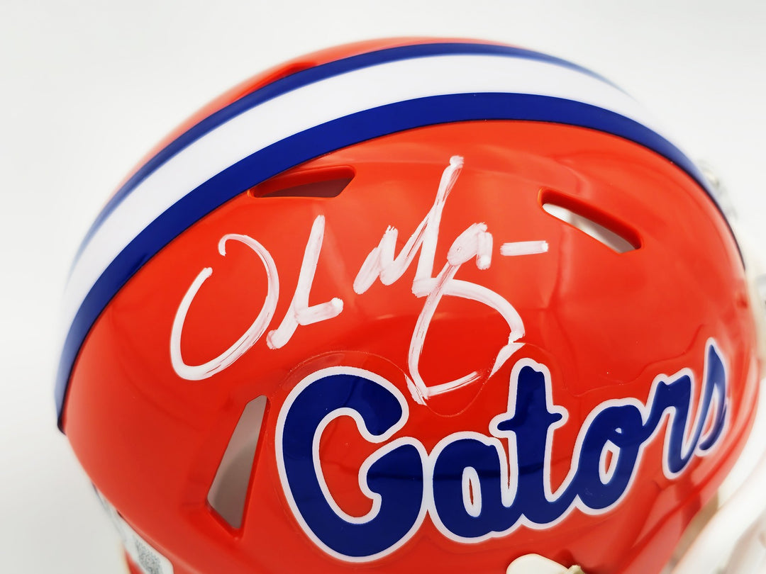 Urban Meyer Signed Florida Gators Orange Speed Mini Helmet Beckett Wit