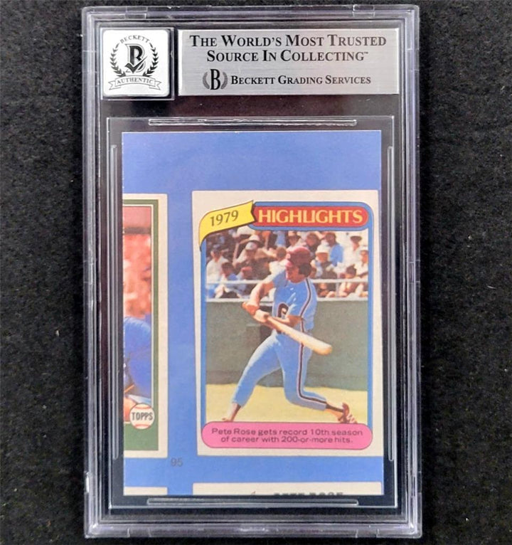 Pete Rose signed 1985 Topps #95 Philadelphia Phillies Card BAS BGS 10 auto