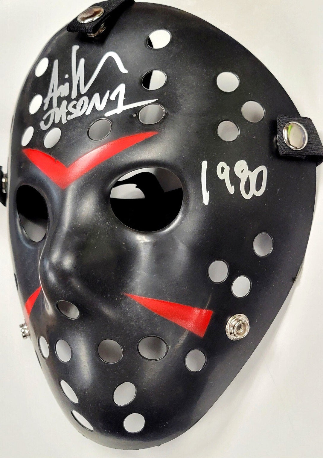 ARI LEHMAN signed "F13 1980" FRIDAY THE 13TH Jason Mask ~Beckett Witness BAS