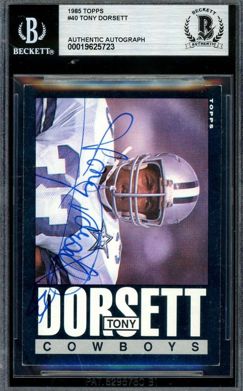 Tony Dorsett Beckett BAS Vintage Signed 1985 Topps Autograph Cowboys