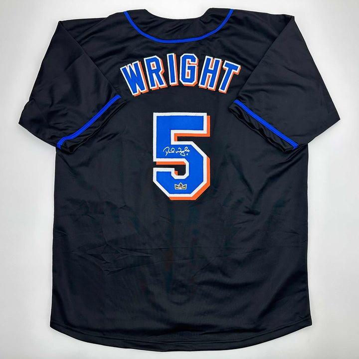 Facsimile Autographed David Wright New York Black Reprint Jersey Size Men's XL