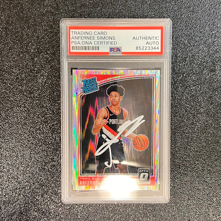 2018 Donruss Optic Rated Rookie #186 ANFERNEE SIMONS Signed Rookie Card AUTO PSA