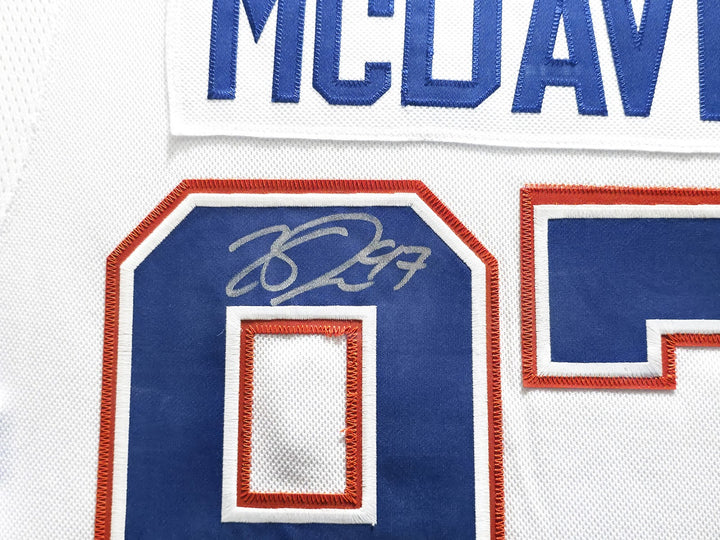 Edmonton Oilers Connor McDavid Signed Framed White Auth Adidas Jersey UDA Holo