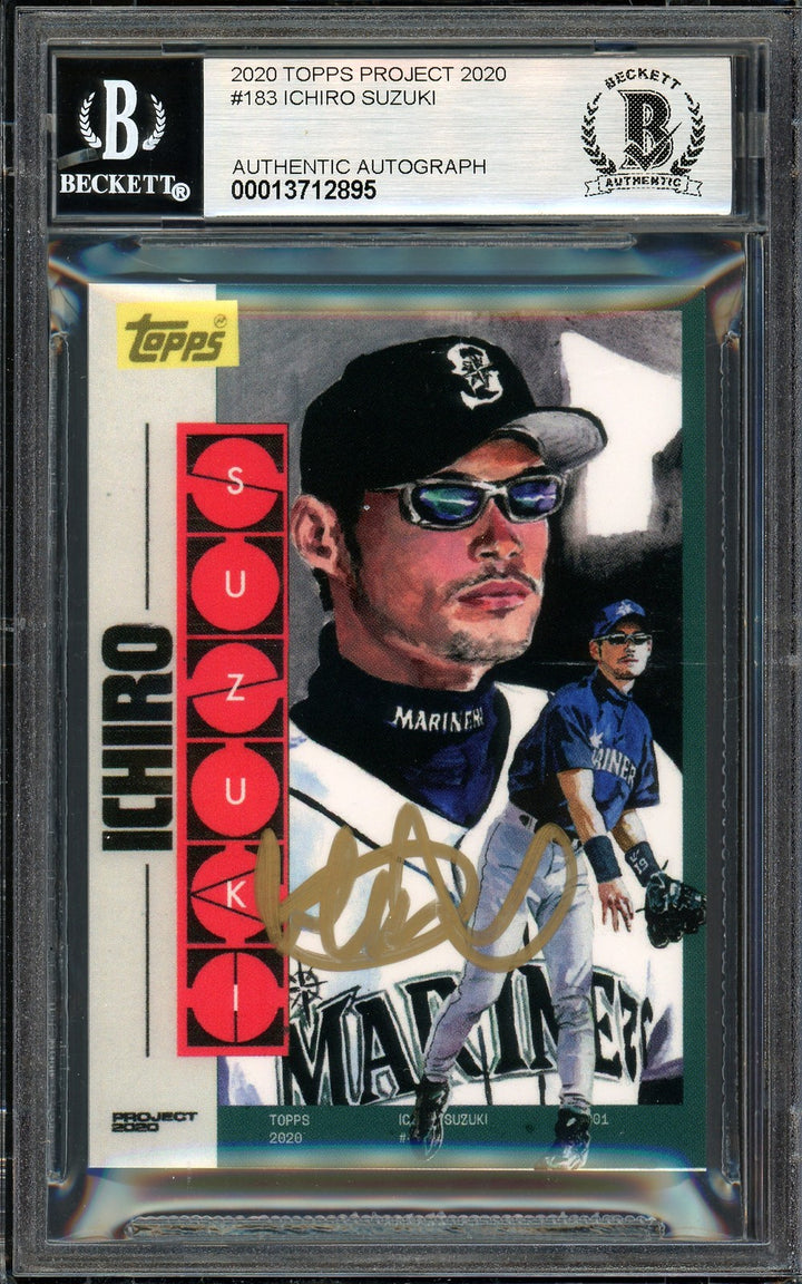 Ichiro Suzuki Auto Topps Project 2020 Jacob Rochester Card 183 Sig 10 /10 BAS