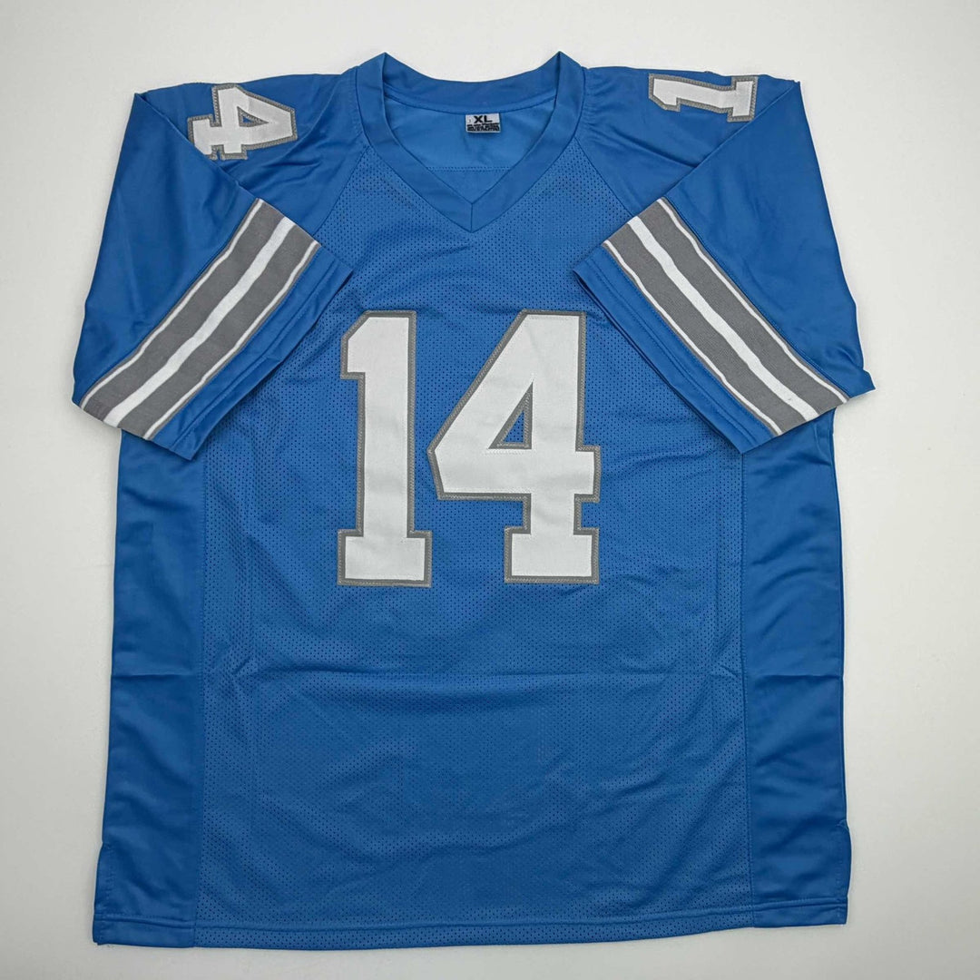 Autographed/Signed Amon-Ra St. Brown Detroit Current Blue Jersey BAS COA
