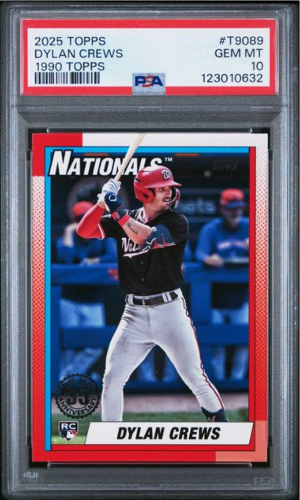 Graded 2025 Topps Dylan Crews #T9089 1990 Topps Rookie RC Card PSA 10 Gem Mint