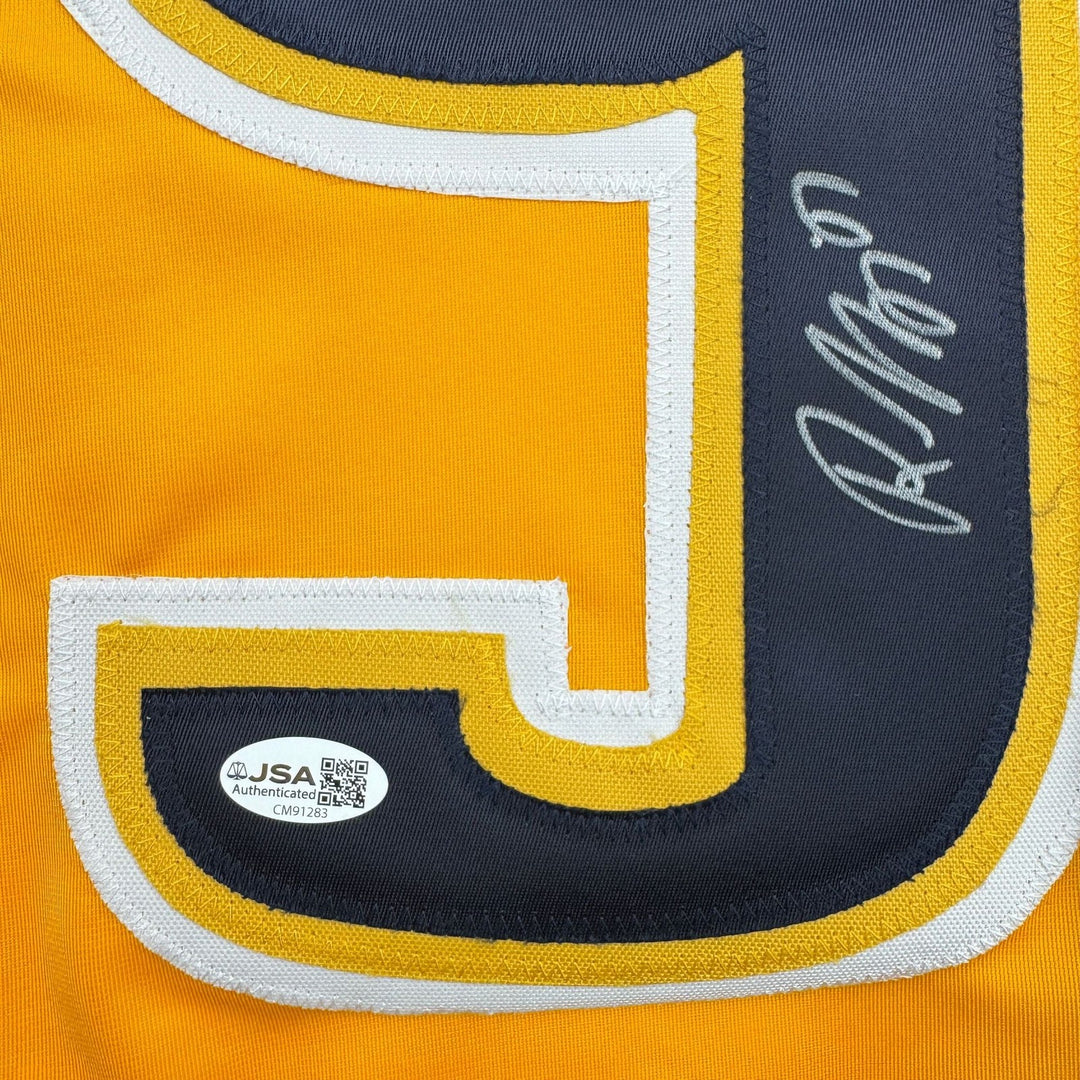 Autographed/Signed Roman Josi Nashville Yellow Hockey Jersey JSA COA