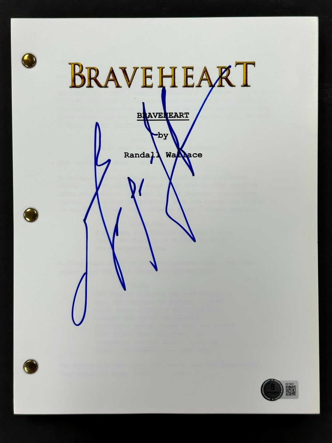 Mel Gibson signed Braveheart Movie Script autograph ~ Beckett BAS